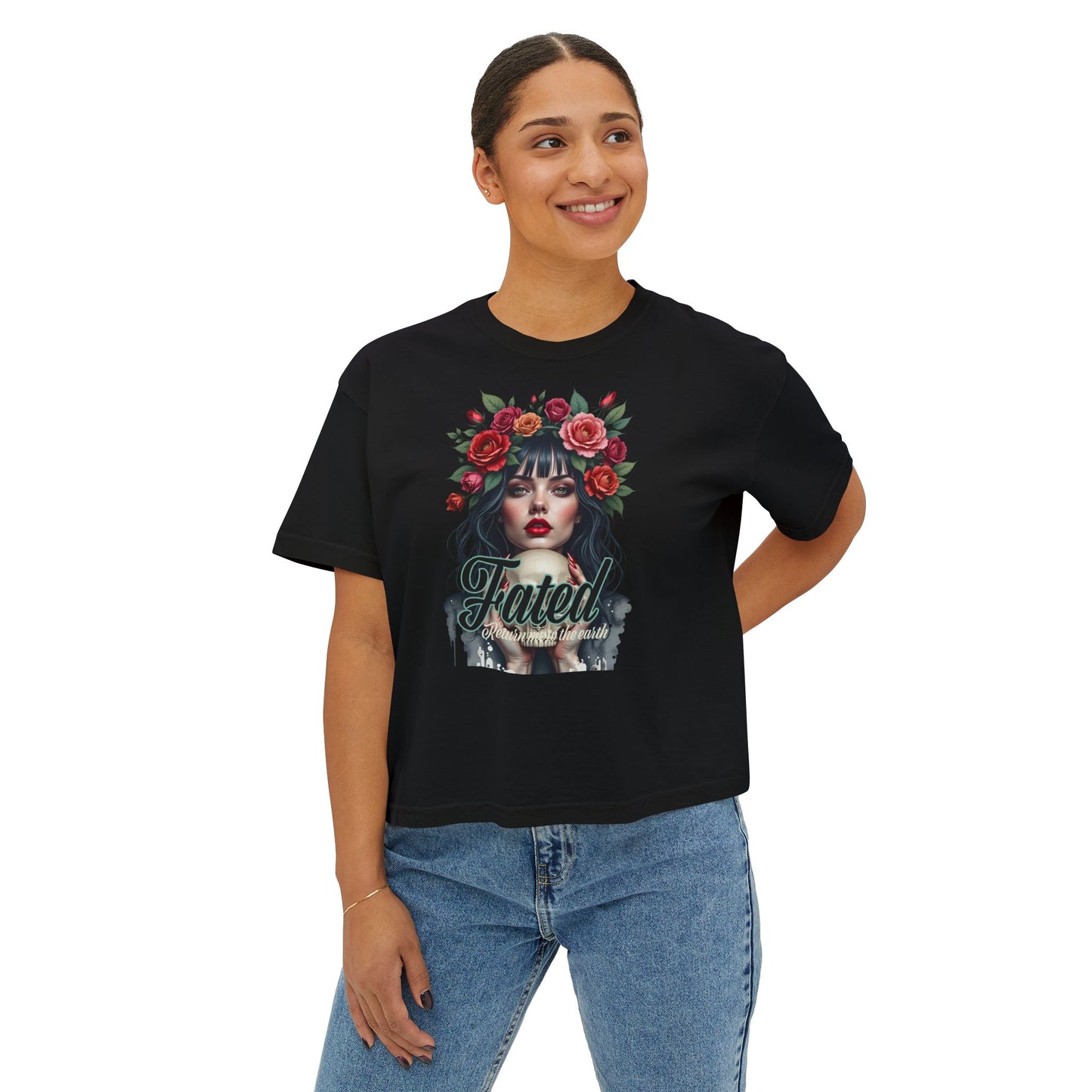 Fated Return me to the earth Floral Women's Boxy Tee