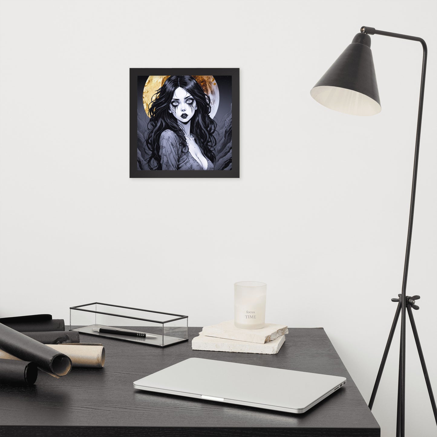 BW Marble V14 Framed Poster