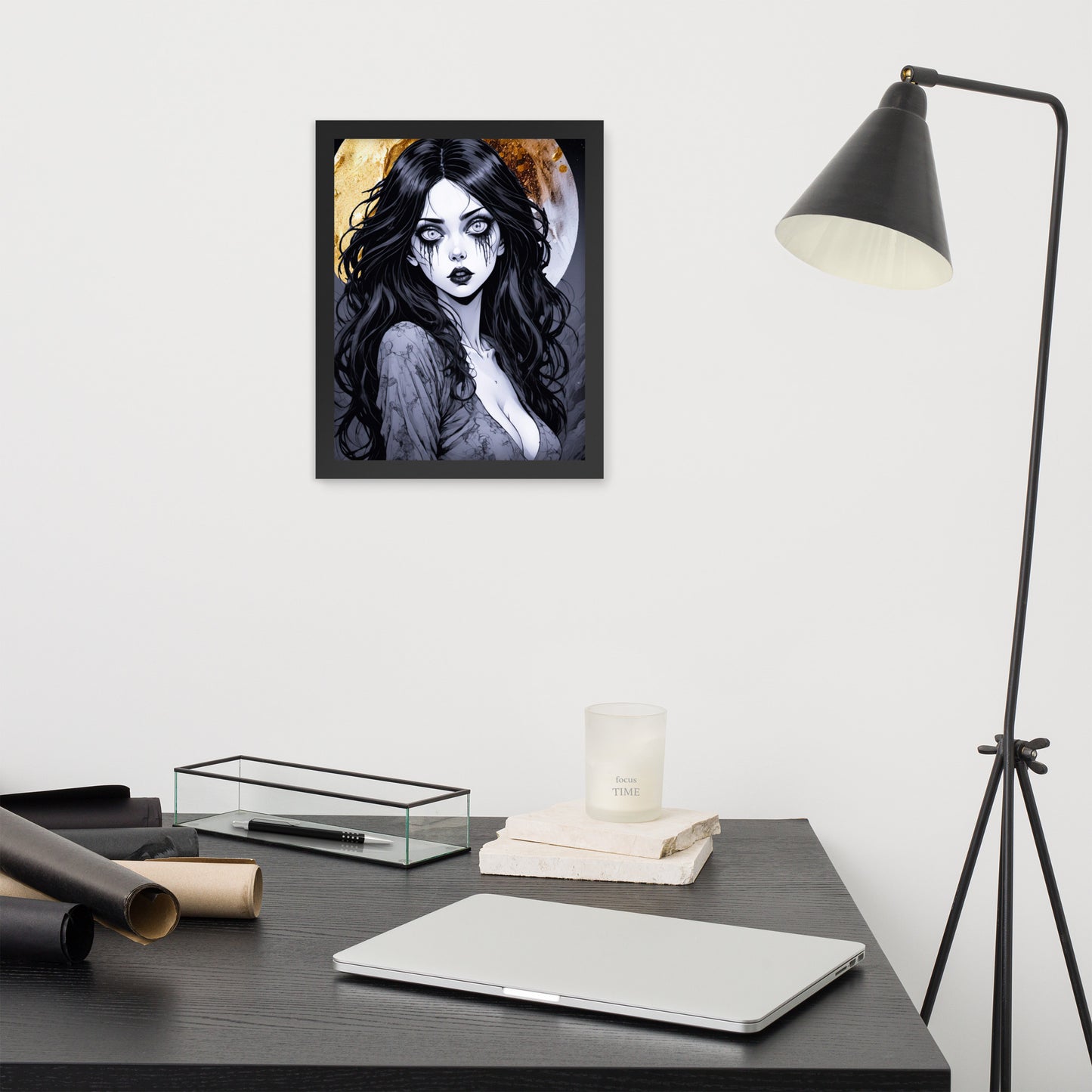 BW Marble V14 Framed Poster