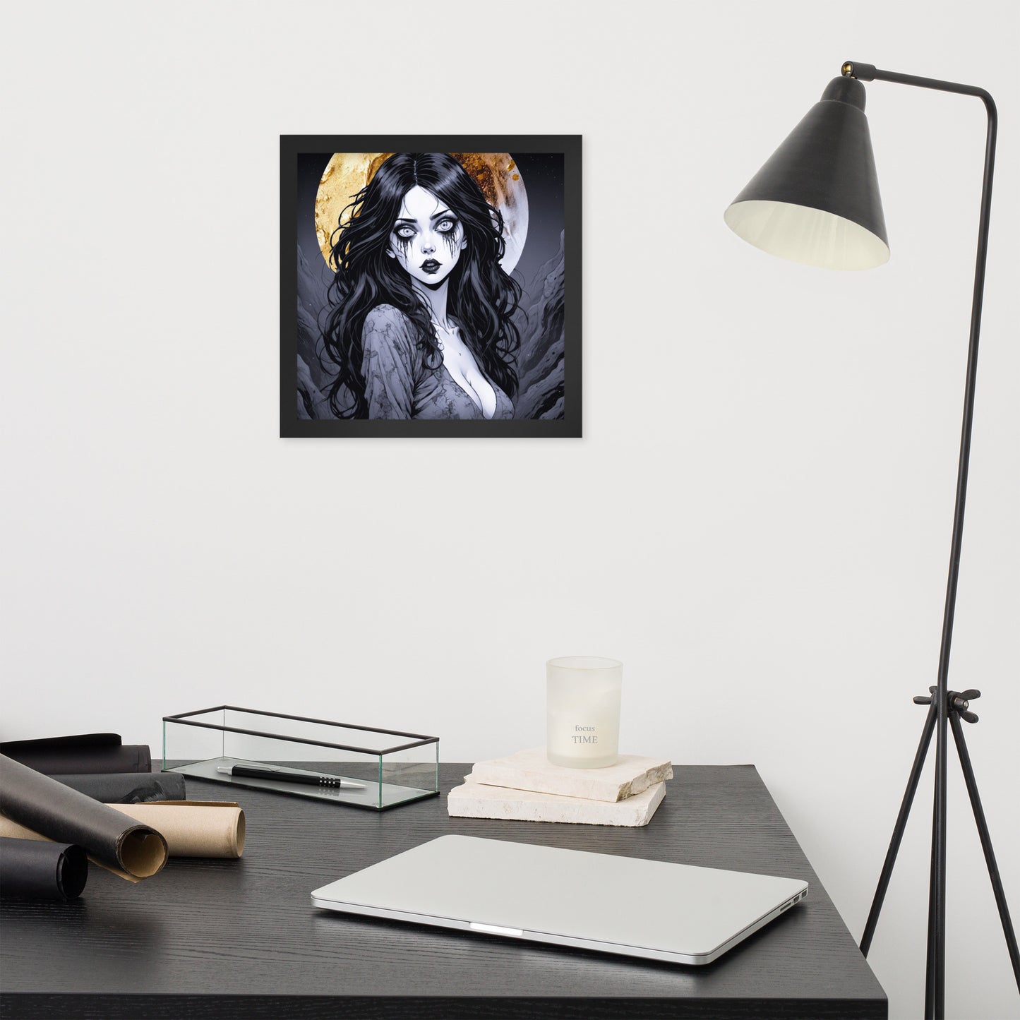 BW Marble V14 Framed Poster