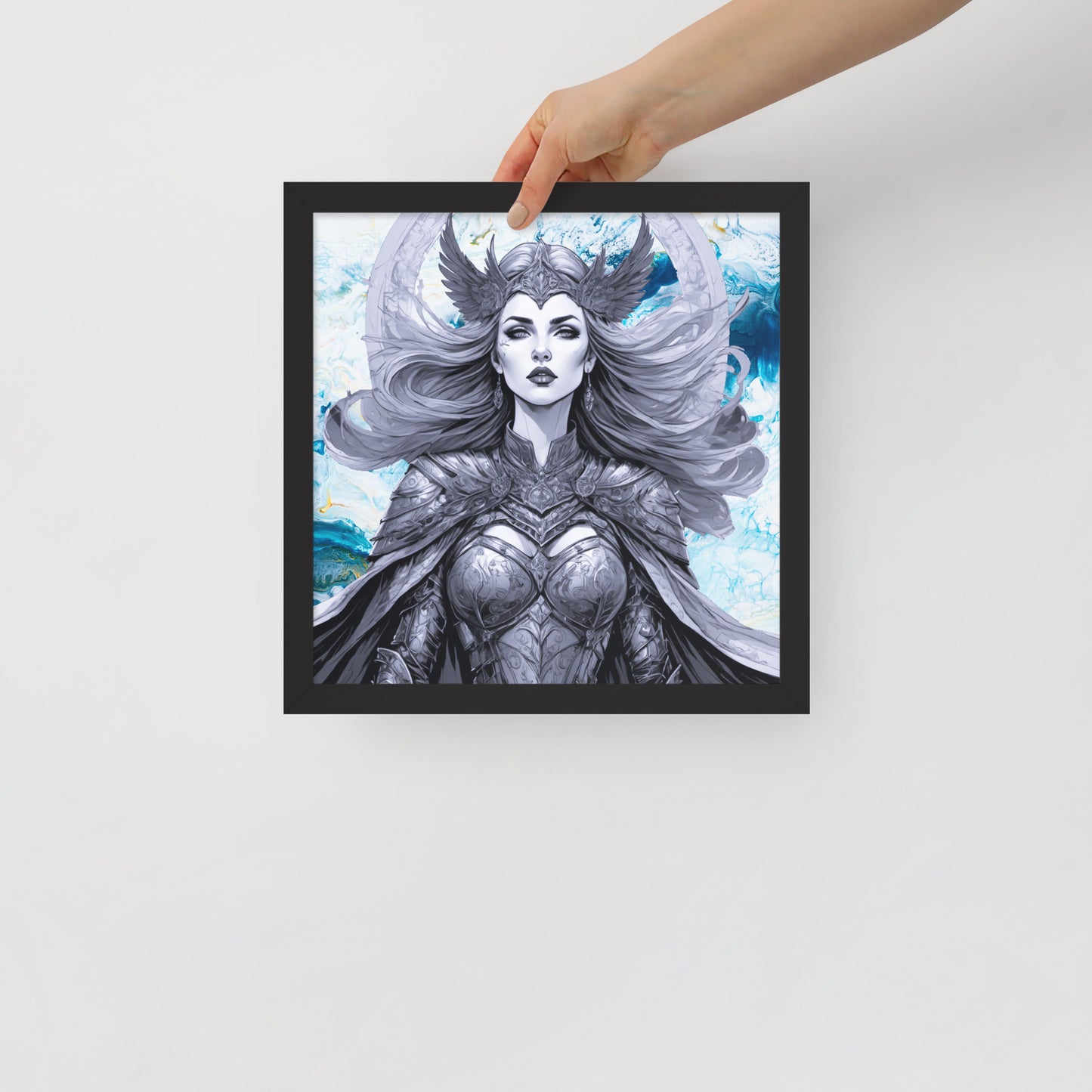BW Marble V12 Framed Poster
