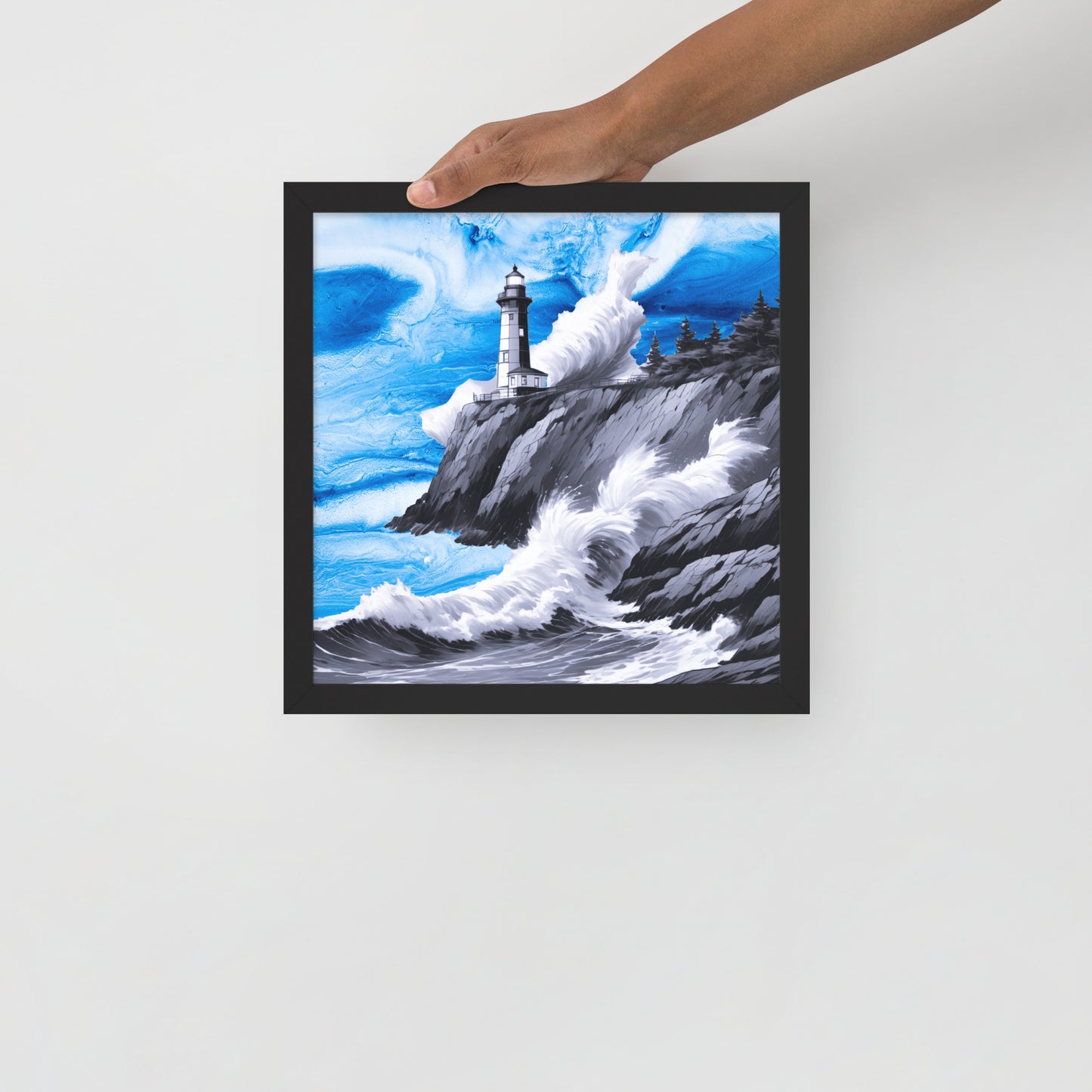 BW Marble V10 Framed Poster