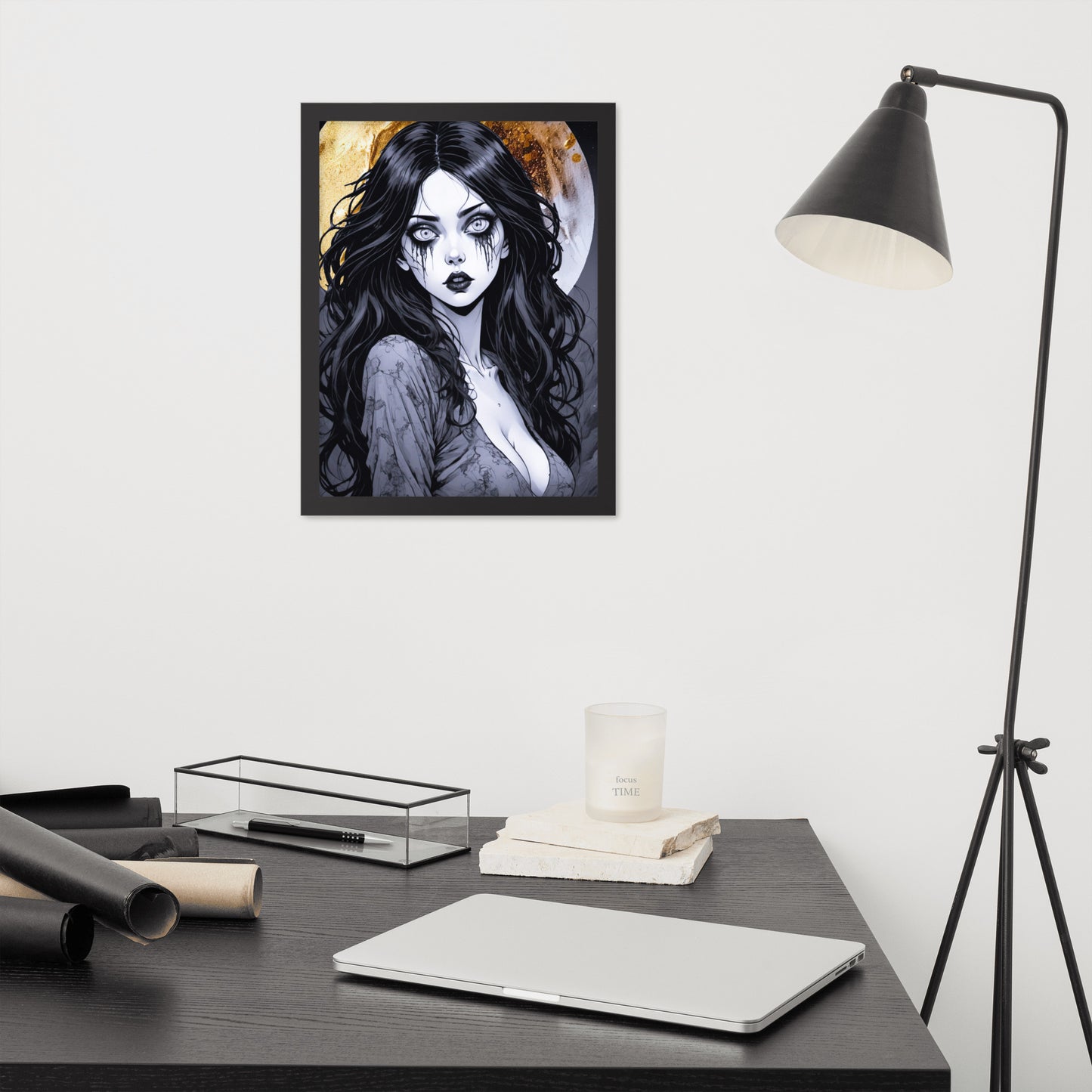 BW Marble V14 Framed Poster