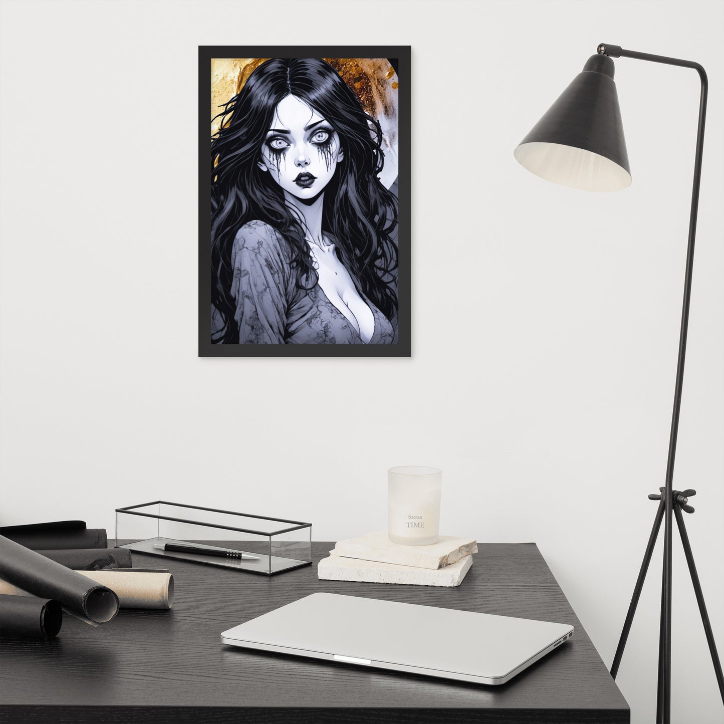 BW Marble V14 Framed Poster