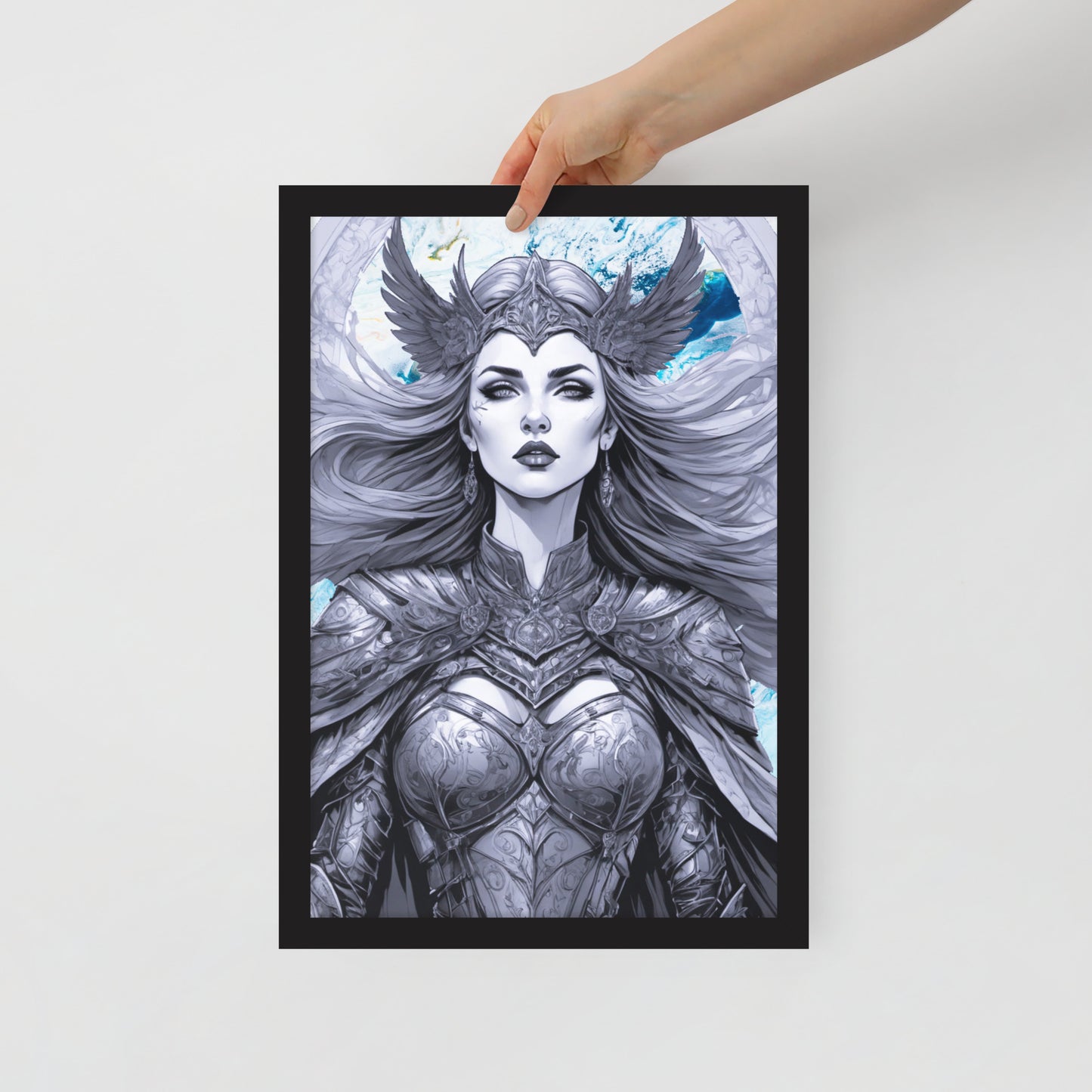 BW Marble V12 Framed Poster