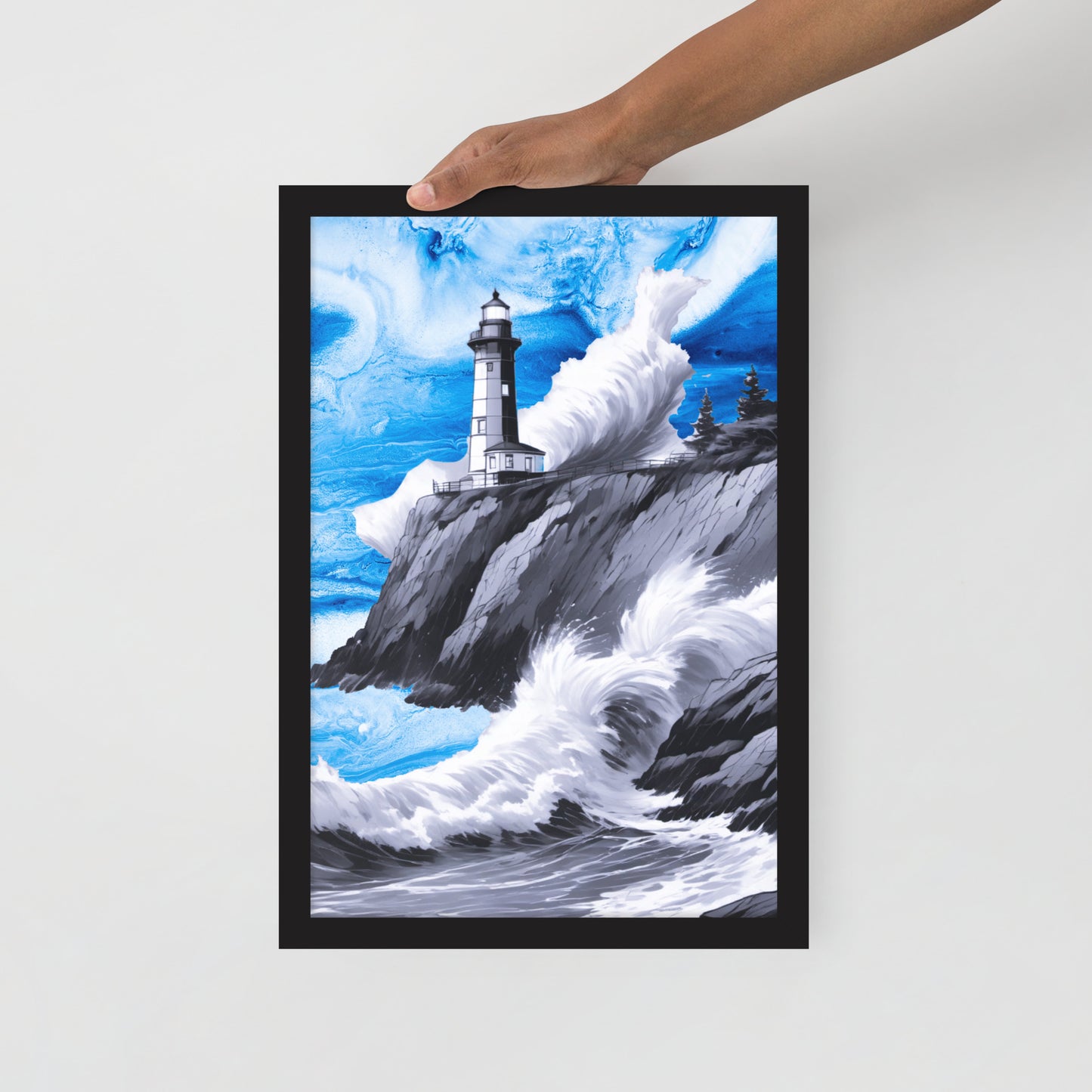 BW Marble V10 Framed Poster
