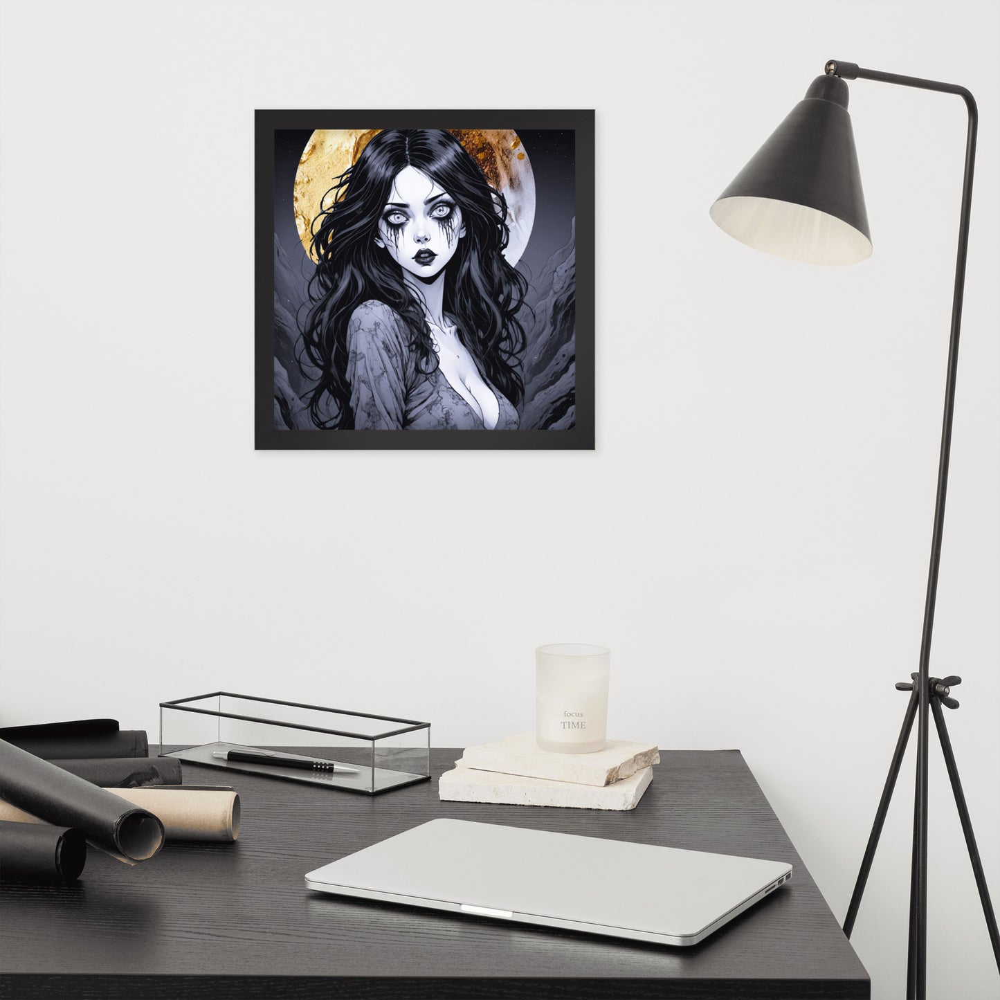 BW Marble V14 Framed Poster