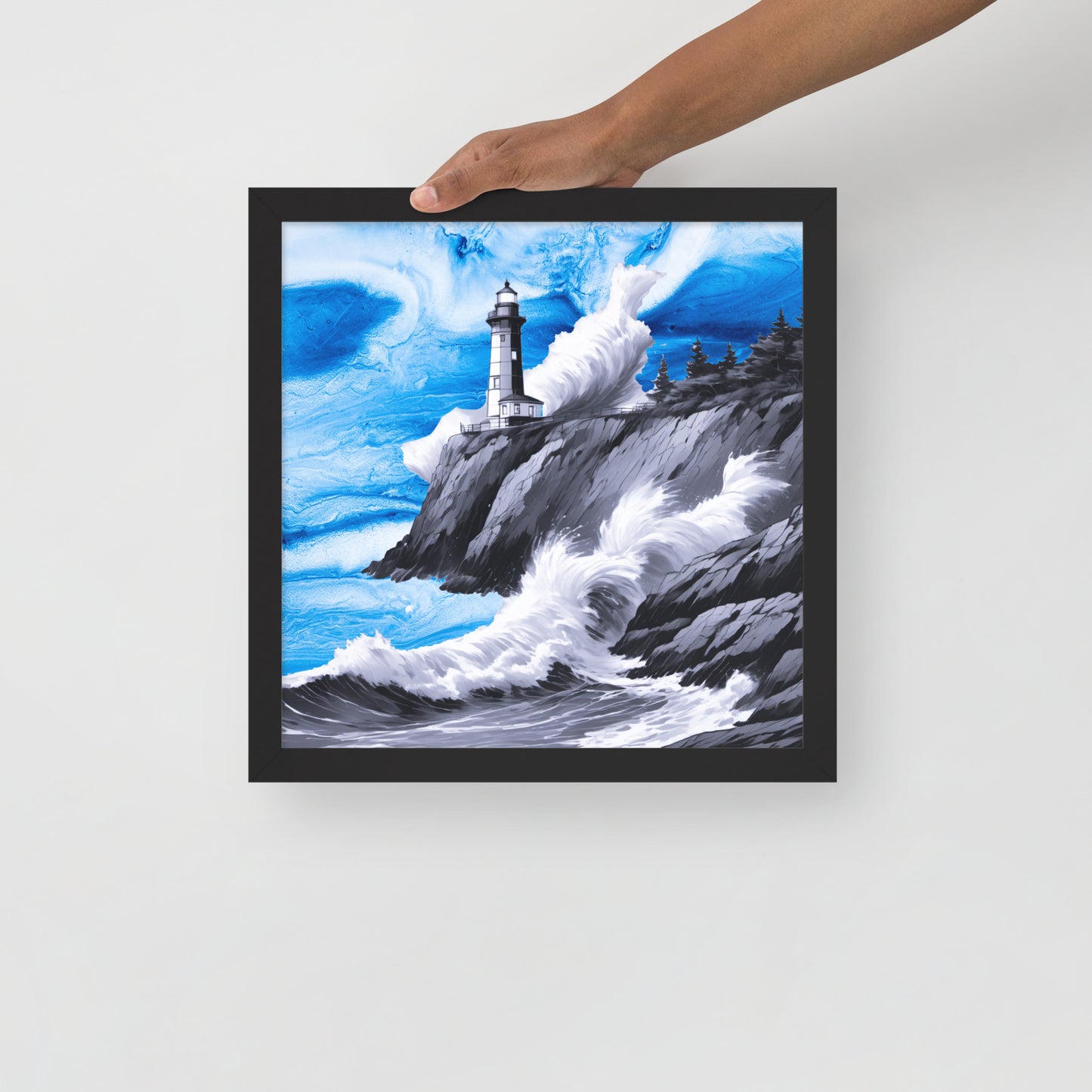 BW Marble V10 Framed Poster