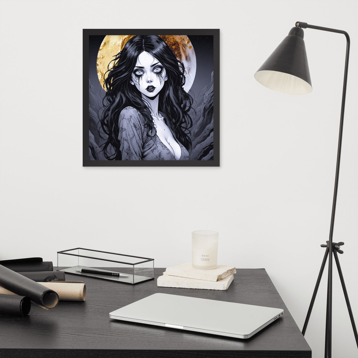 BW Marble V14 Framed Poster