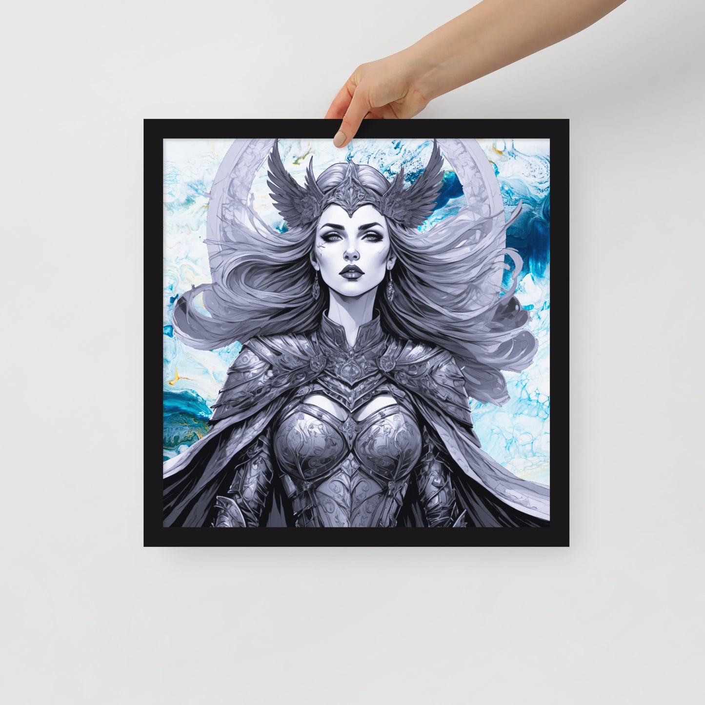 BW Marble V12 Framed Poster