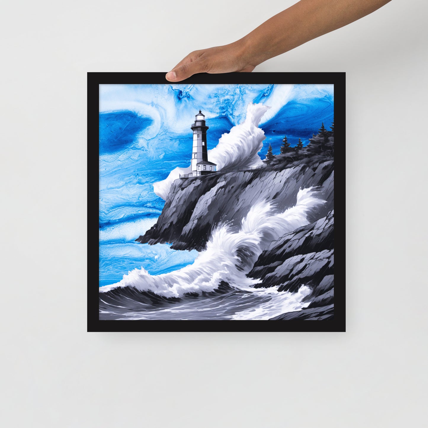 BW Marble V10 Framed Poster