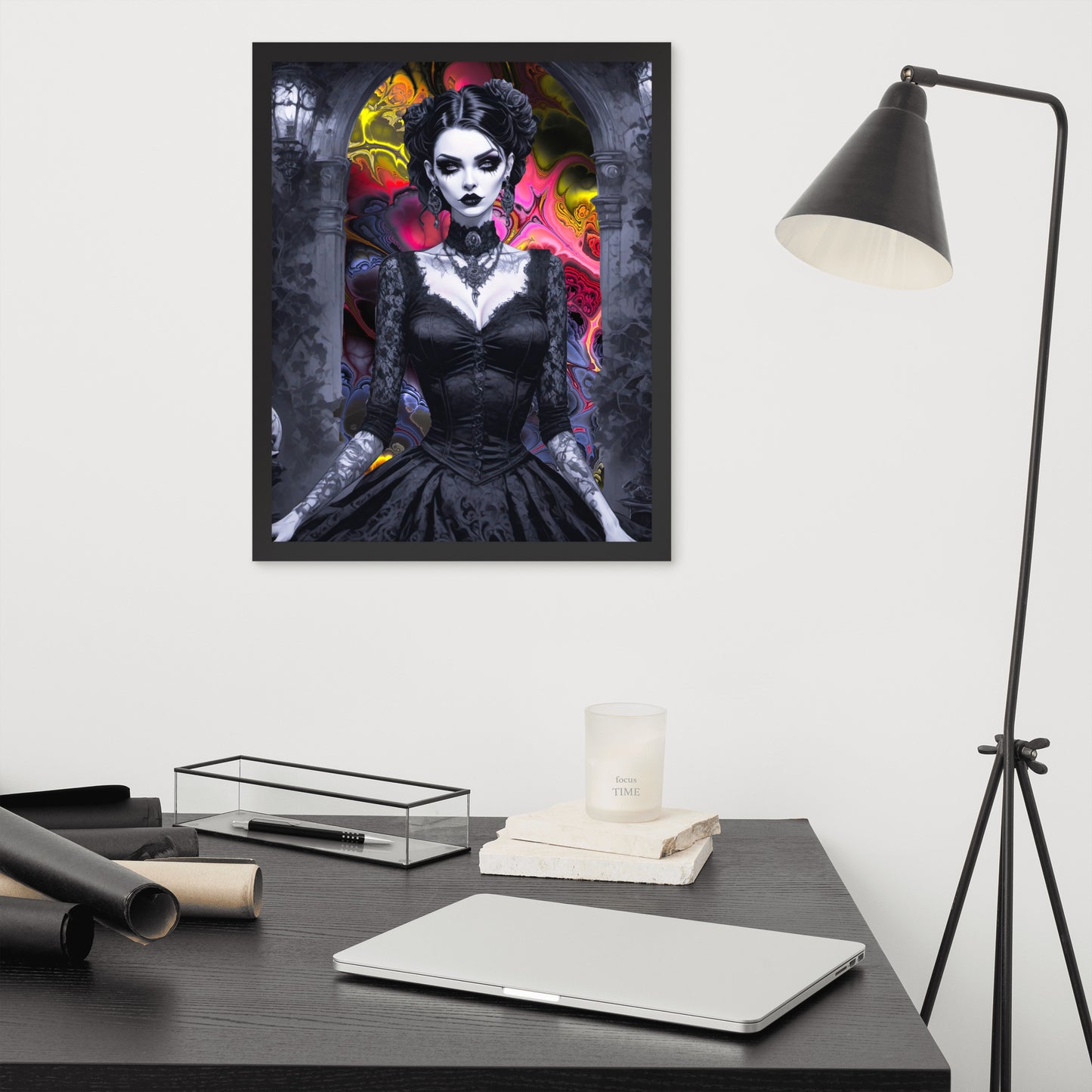 BW Marble V15 Framed Poster