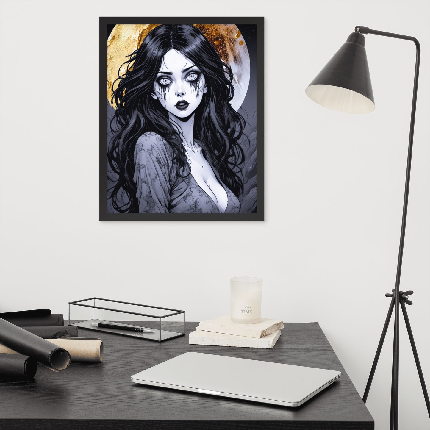 BW Marble V14 Framed Poster