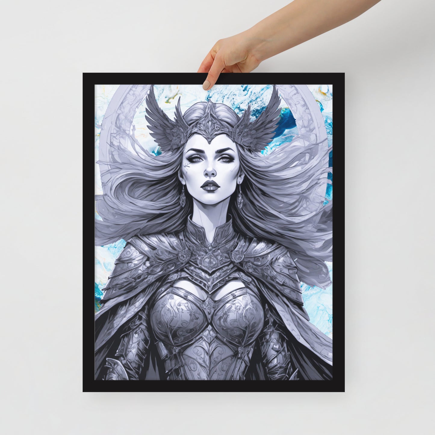 BW Marble V12 Framed Poster