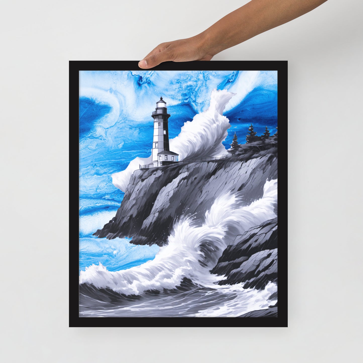 BW Marble V10 Framed Poster