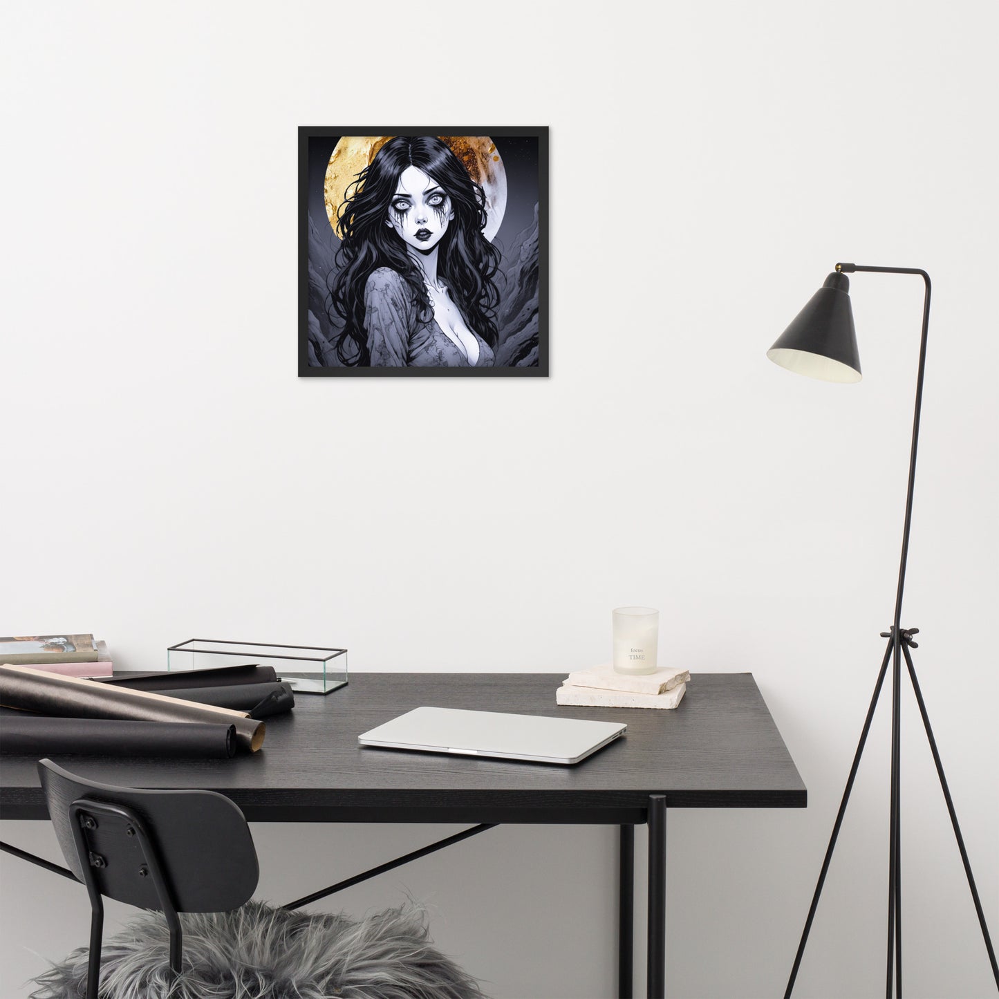 BW Marble V14 Framed Poster