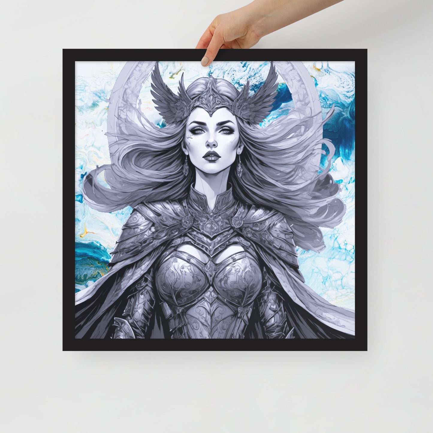 BW Marble V12 Framed Poster