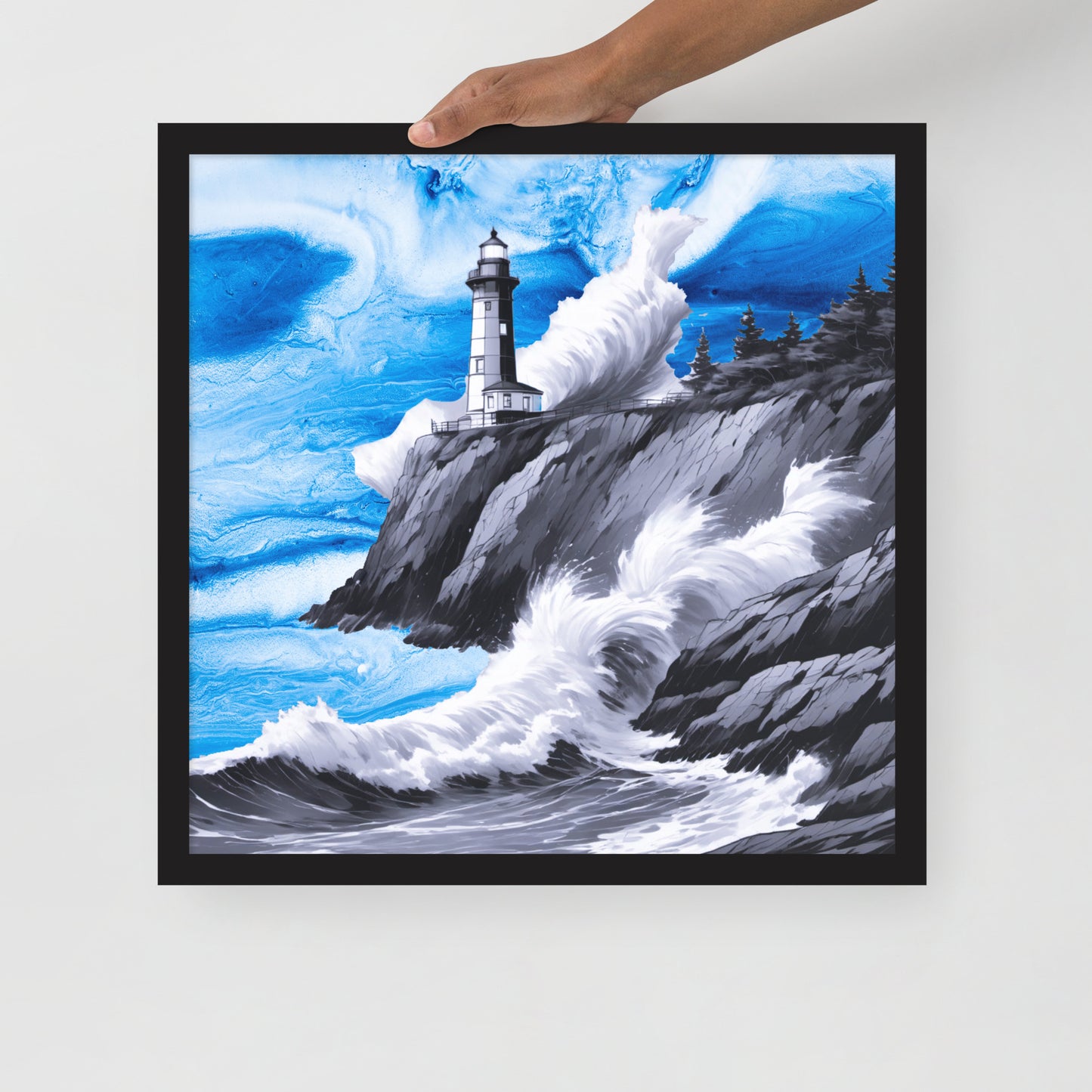 BW Marble V10 Framed Poster