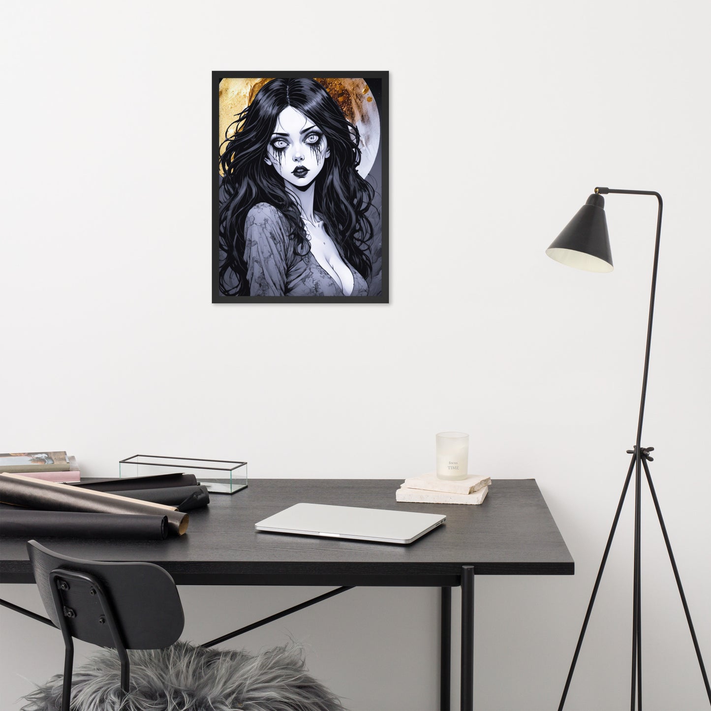 BW Marble V14 Framed Poster