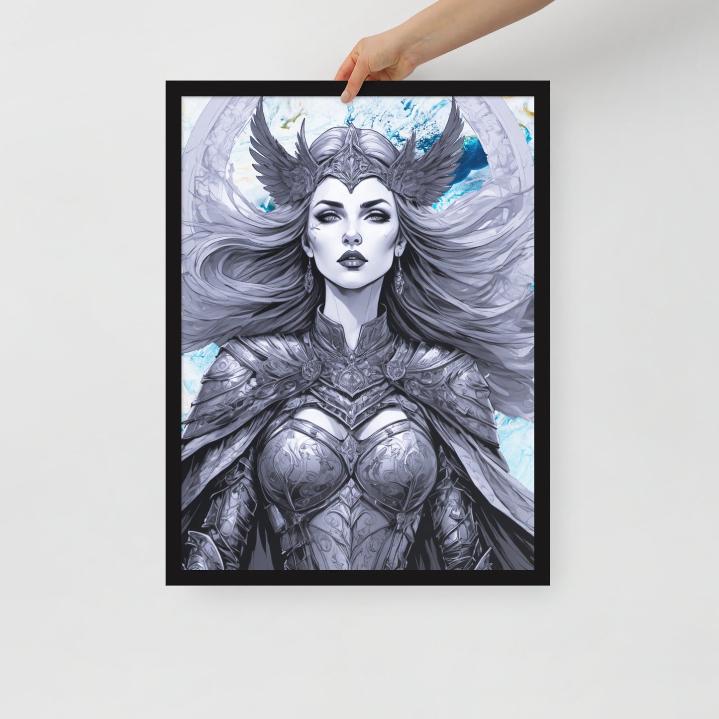 BW Marble V12 Framed Poster