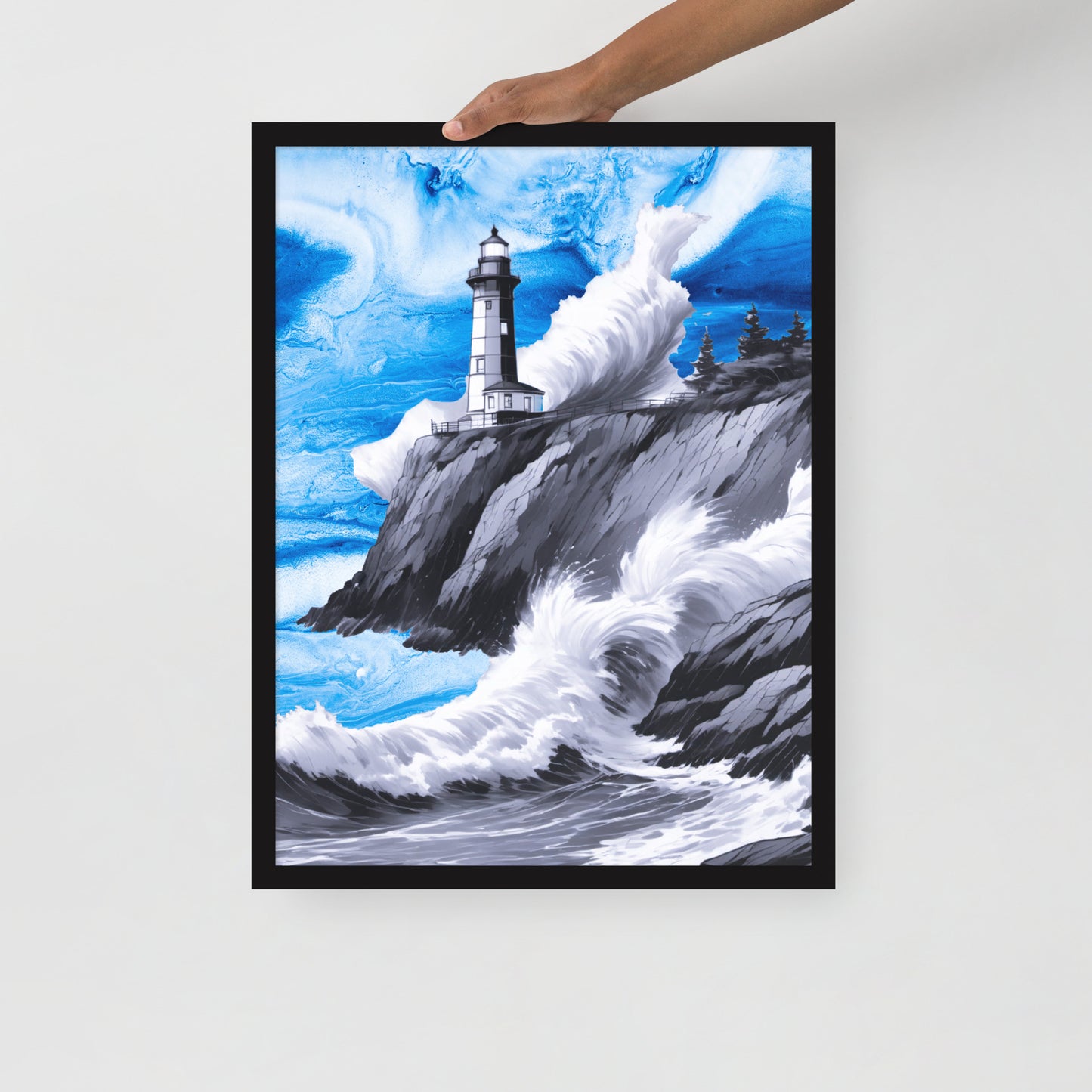 BW Marble V10 Framed Poster