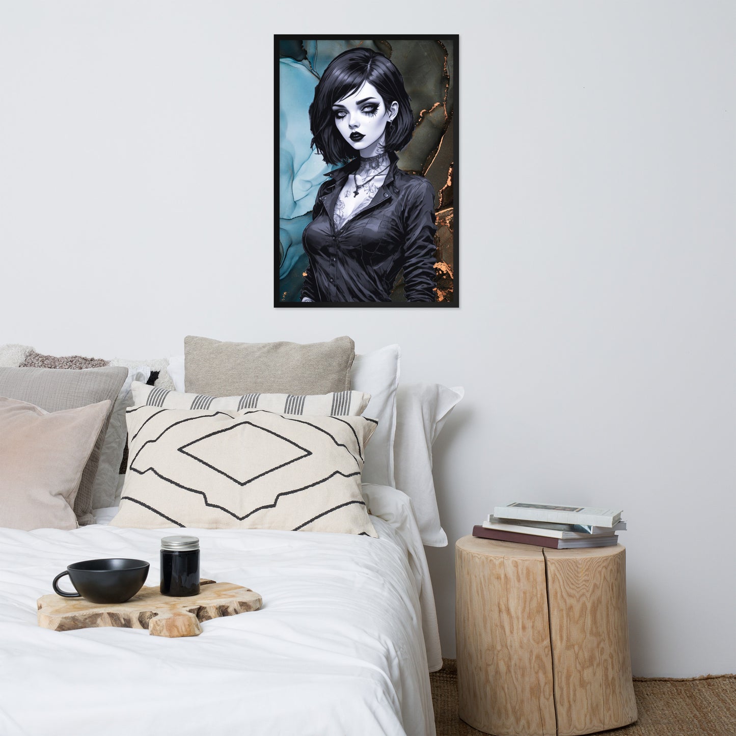 BW Marble V27 Framed Poster