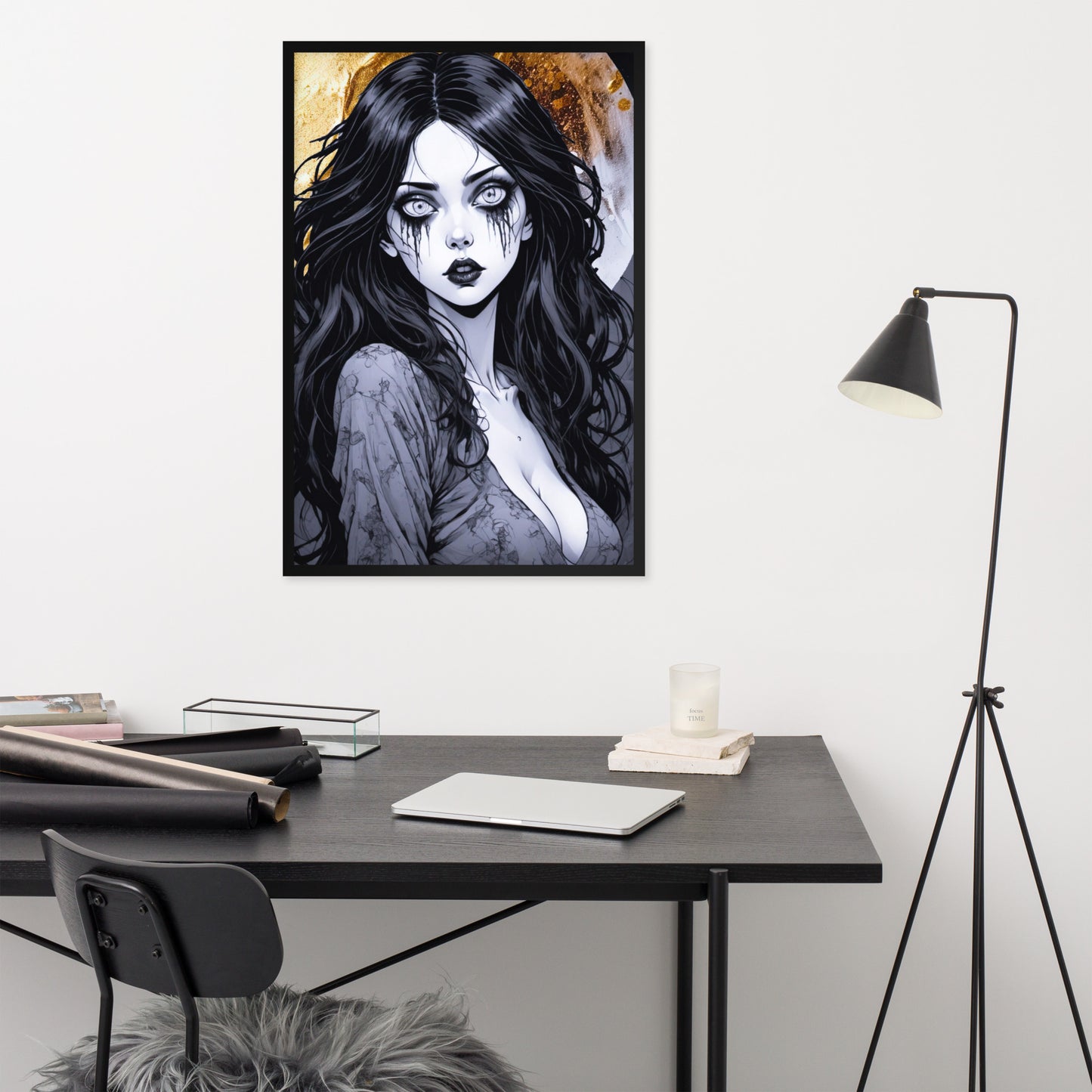 BW Marble V14 Framed Poster