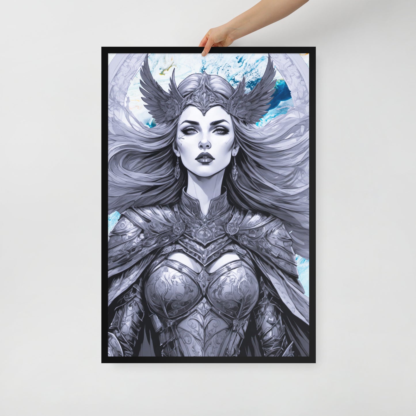 BW Marble V12 Framed Poster