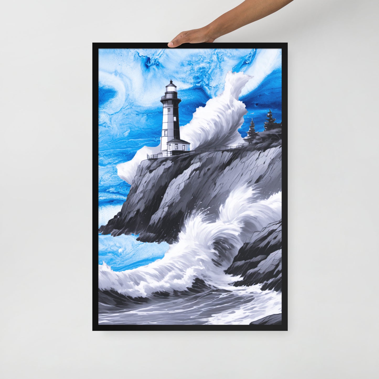 BW Marble V10 Framed Poster