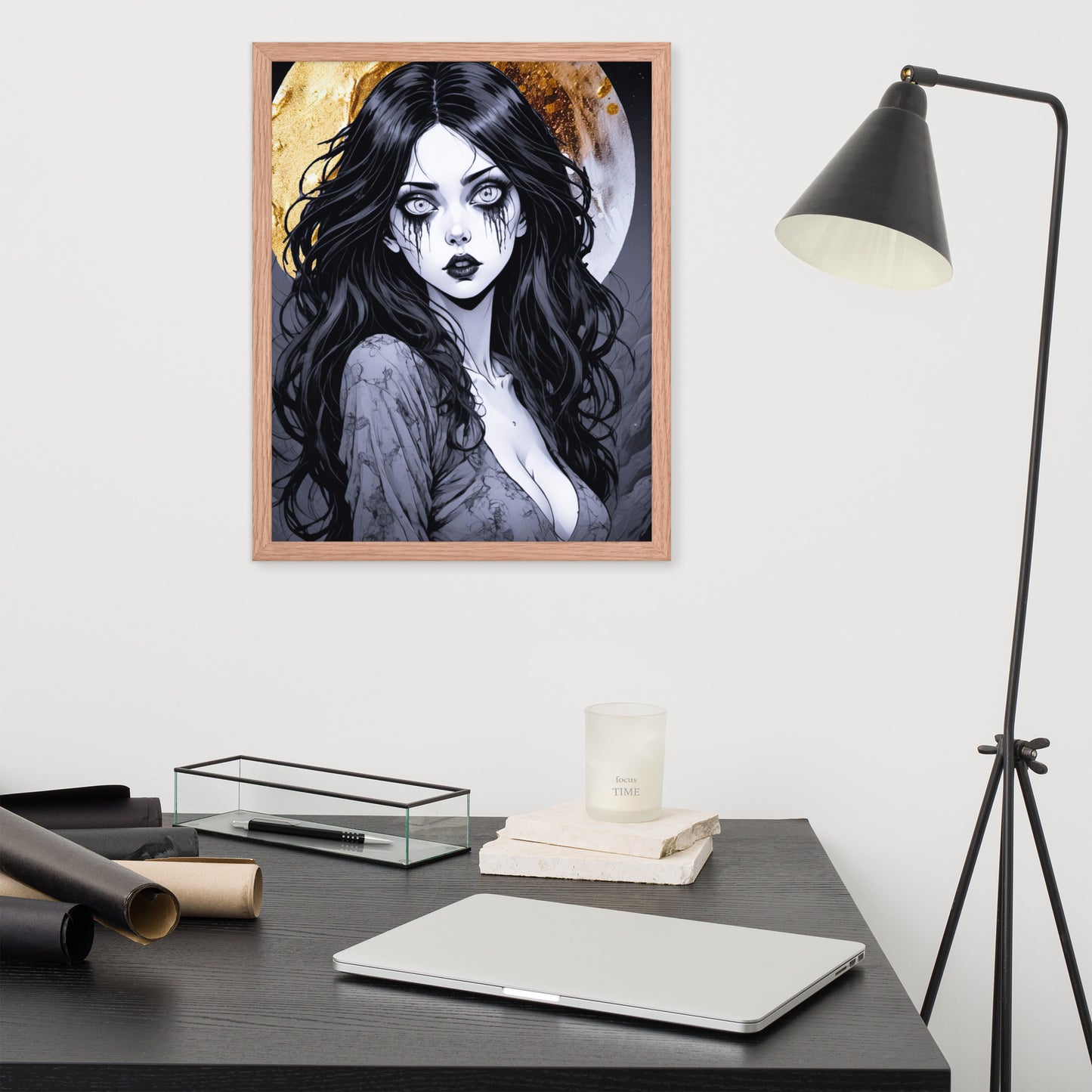 BW Marble V14 Framed Poster