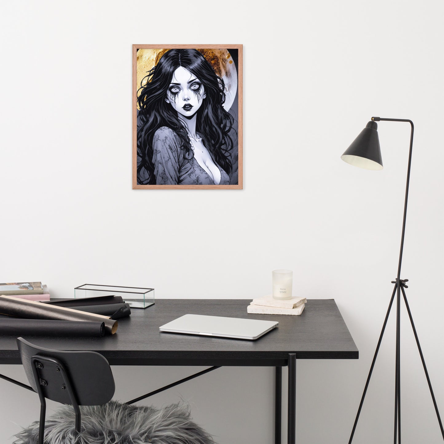 BW Marble V14 Framed Poster