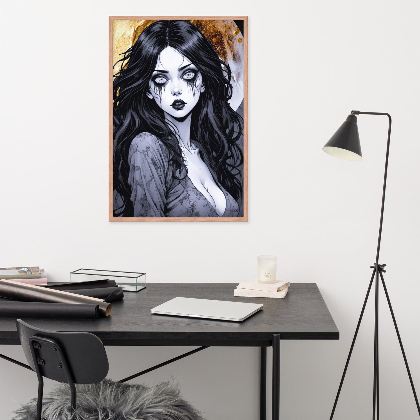 BW Marble V14 Framed Poster