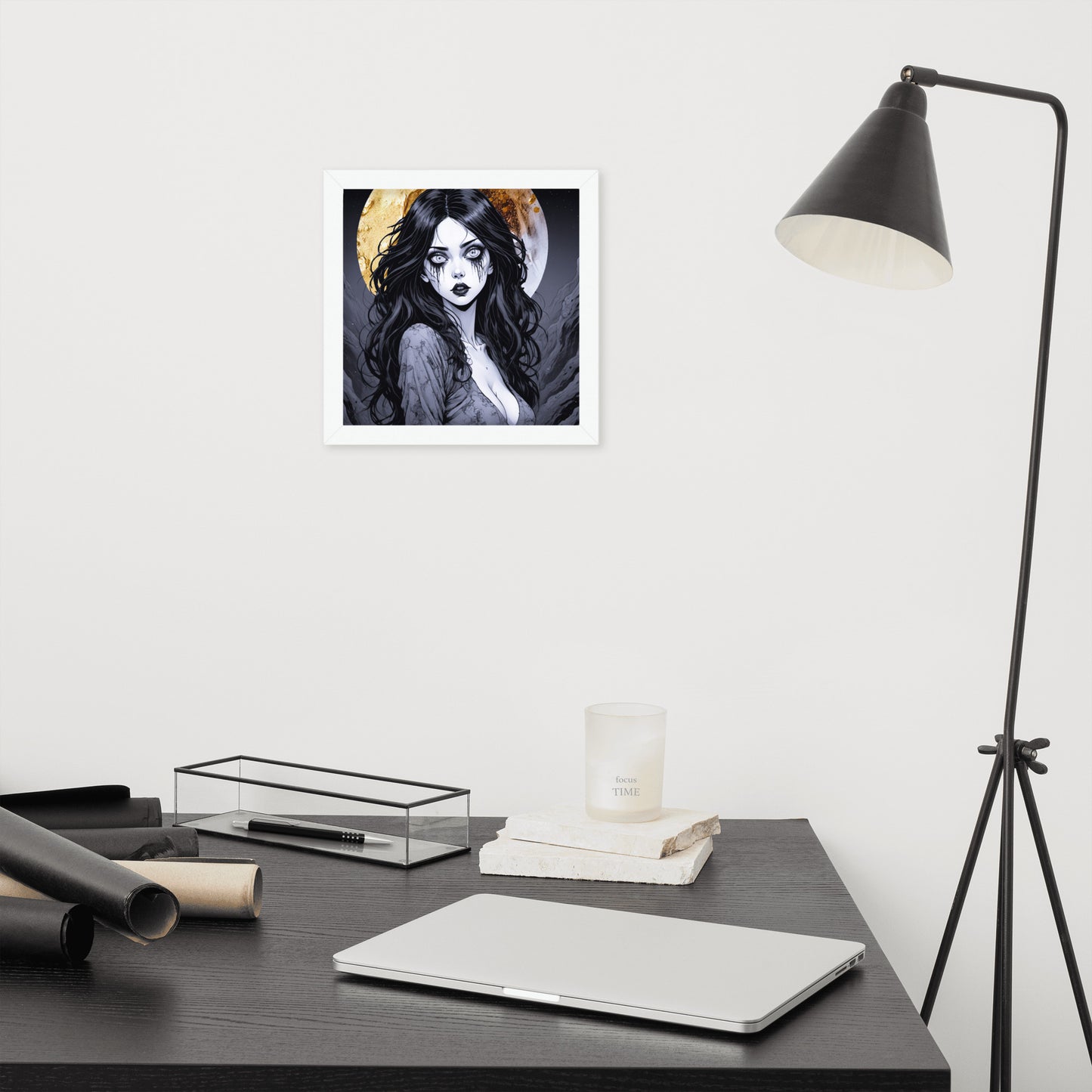 BW Marble V14 Framed Poster