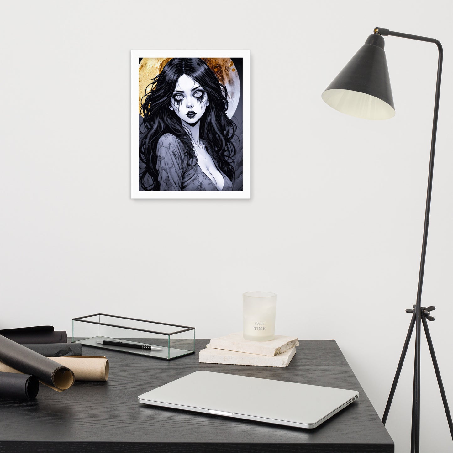 BW Marble V14 Framed Poster
