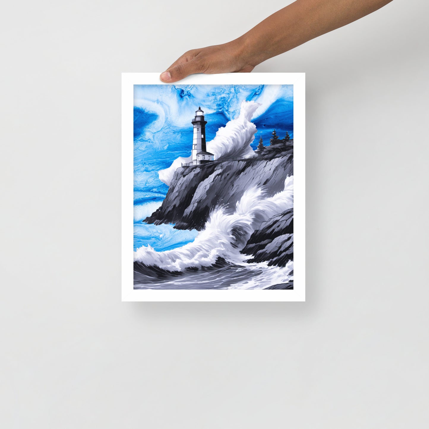 BW Marble V10 Framed Poster