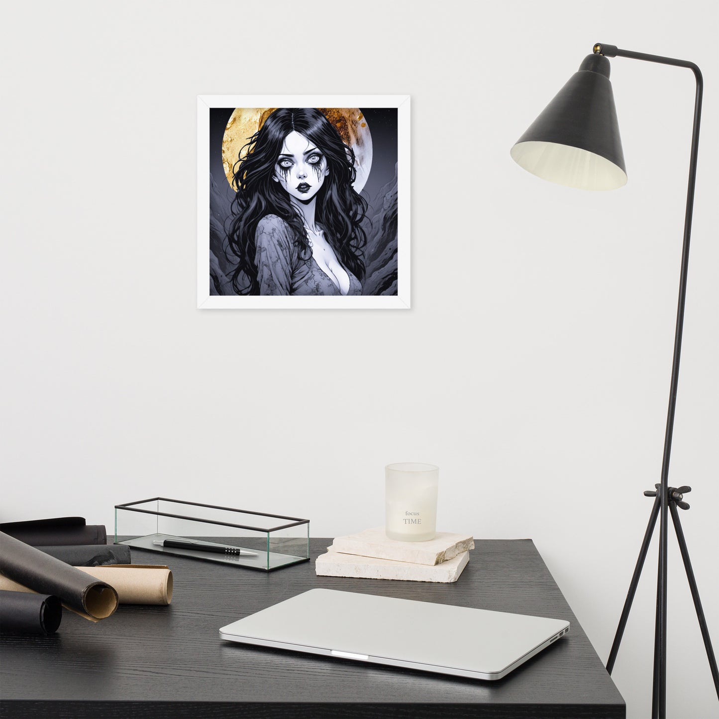 BW Marble V14 Framed Poster