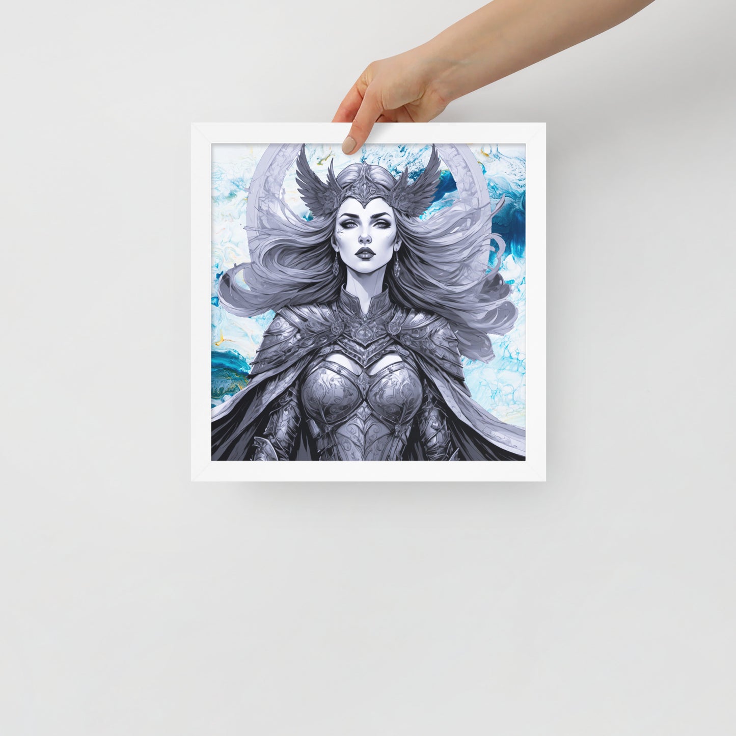BW Marble V12 Framed Poster
