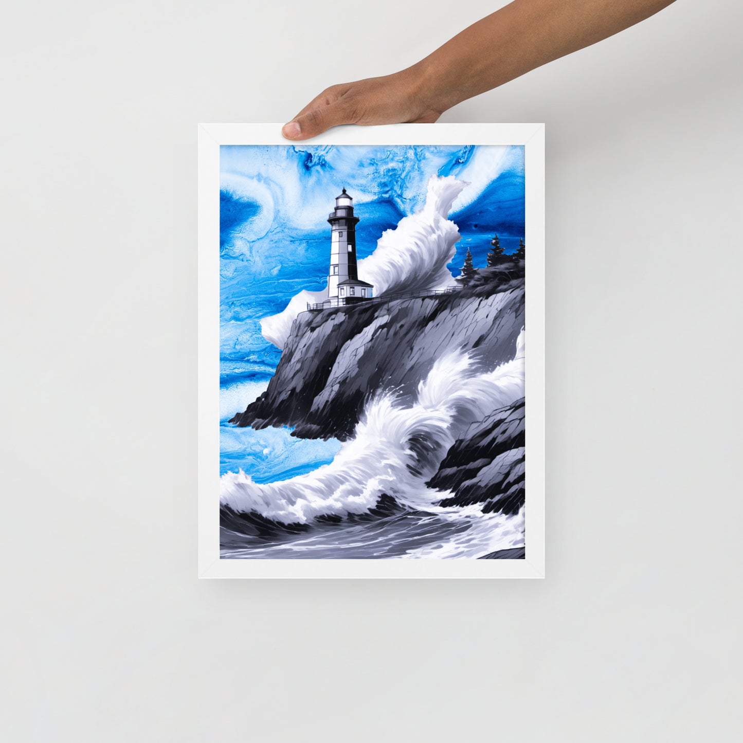 BW Marble V10 Framed Poster