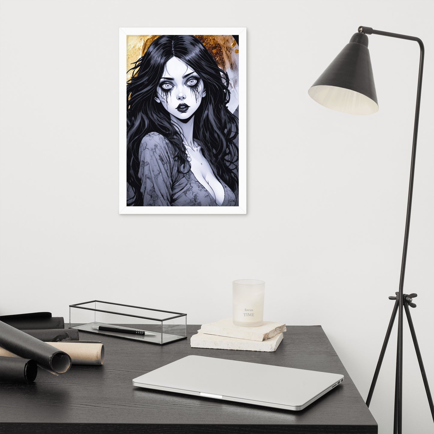 BW Marble V14 Framed Poster
