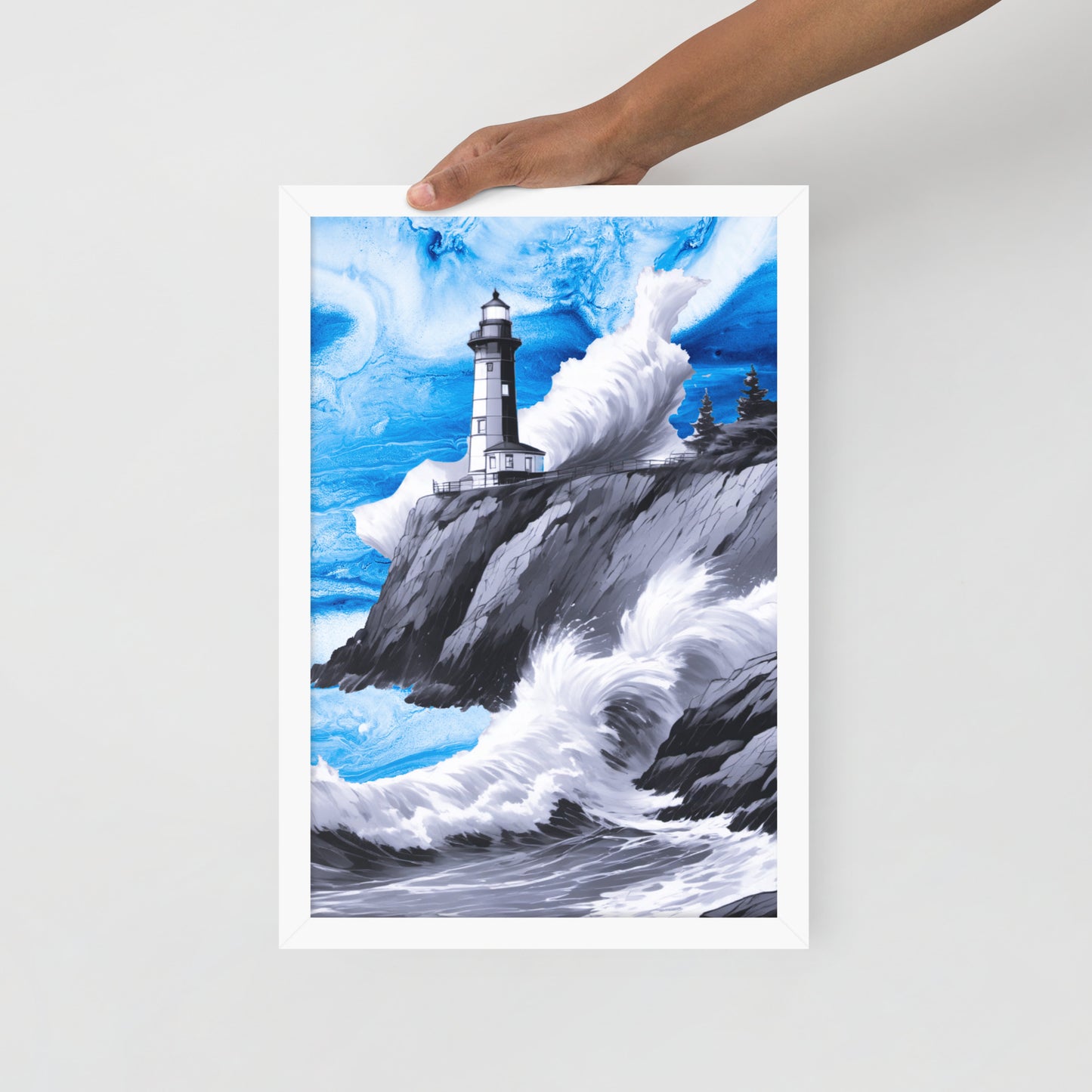 BW Marble V10 Framed Poster