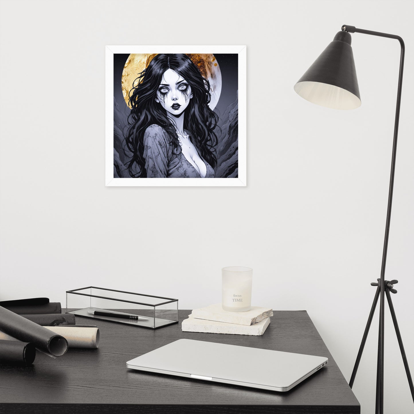 BW Marble V14 Framed Poster