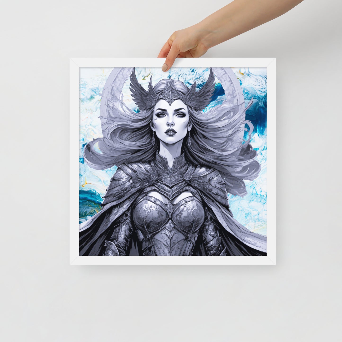 BW Marble V12 Framed Poster