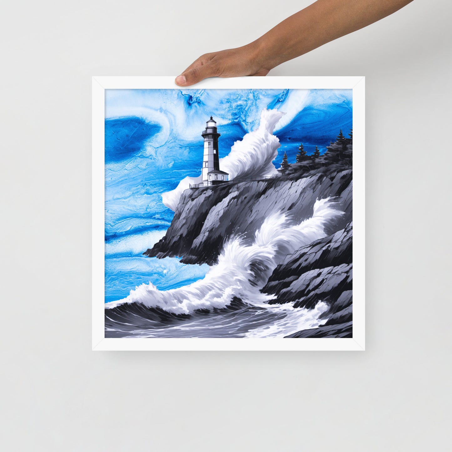 BW Marble V10 Framed Poster