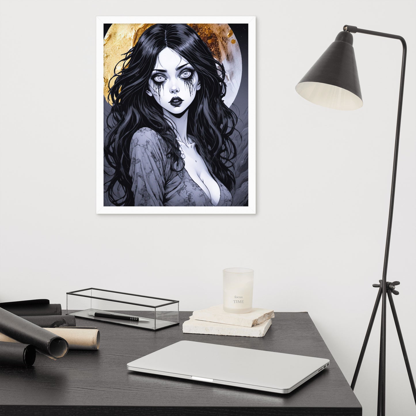 BW Marble V14 Framed Poster