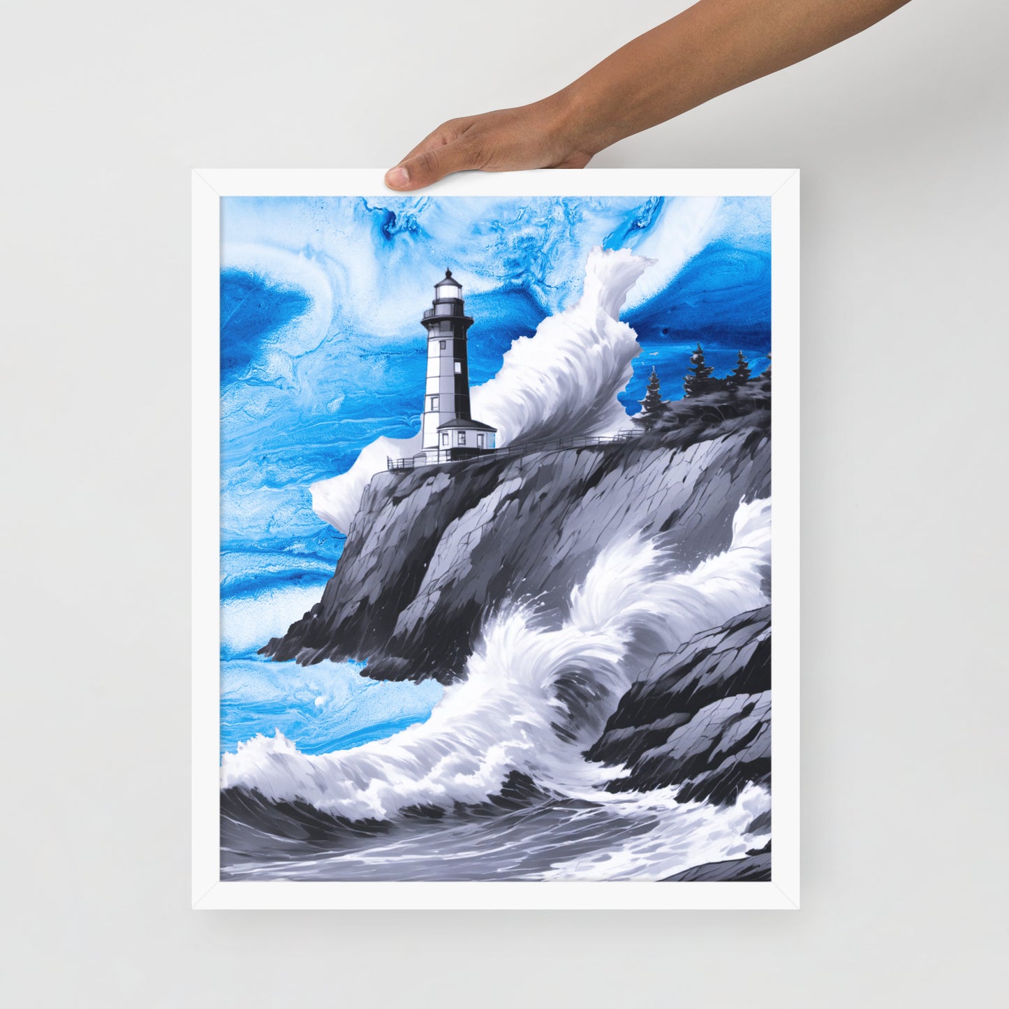BW Marble V10 Framed Poster