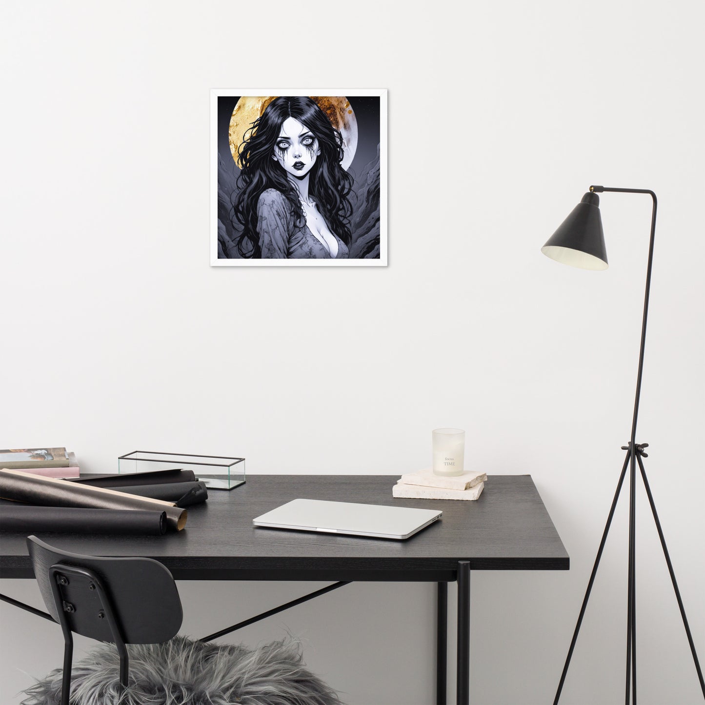 BW Marble V14 Framed Poster