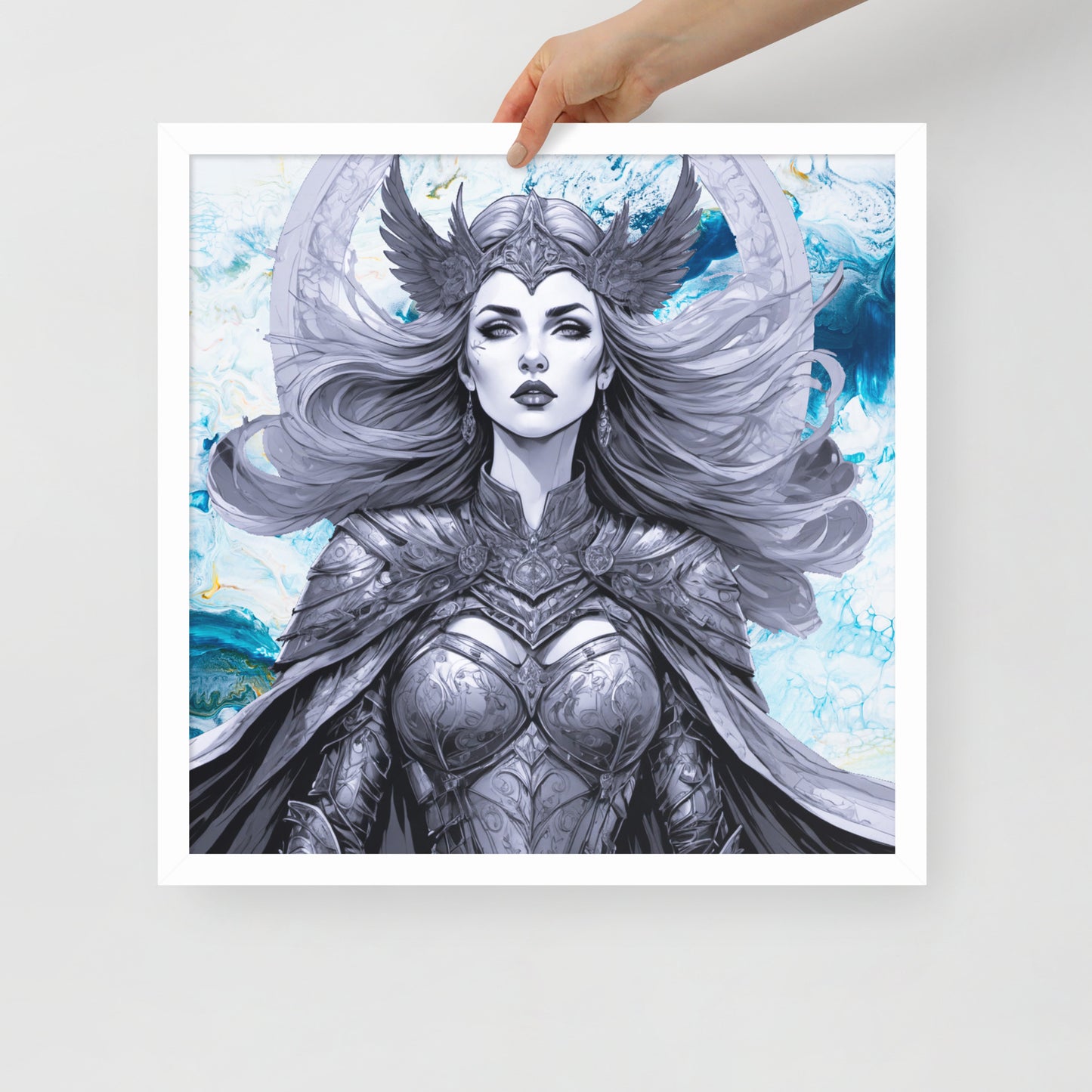 BW Marble V12 Framed Poster
