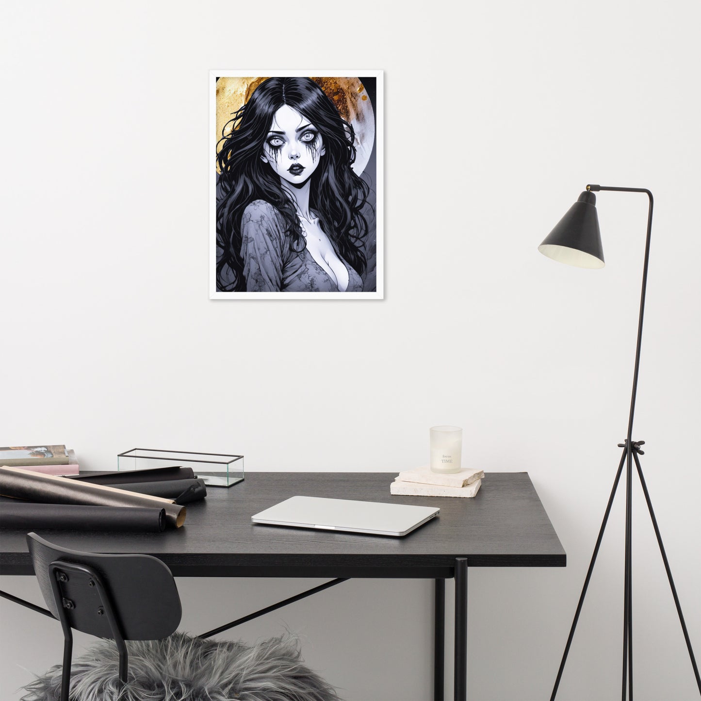 BW Marble V14 Framed Poster