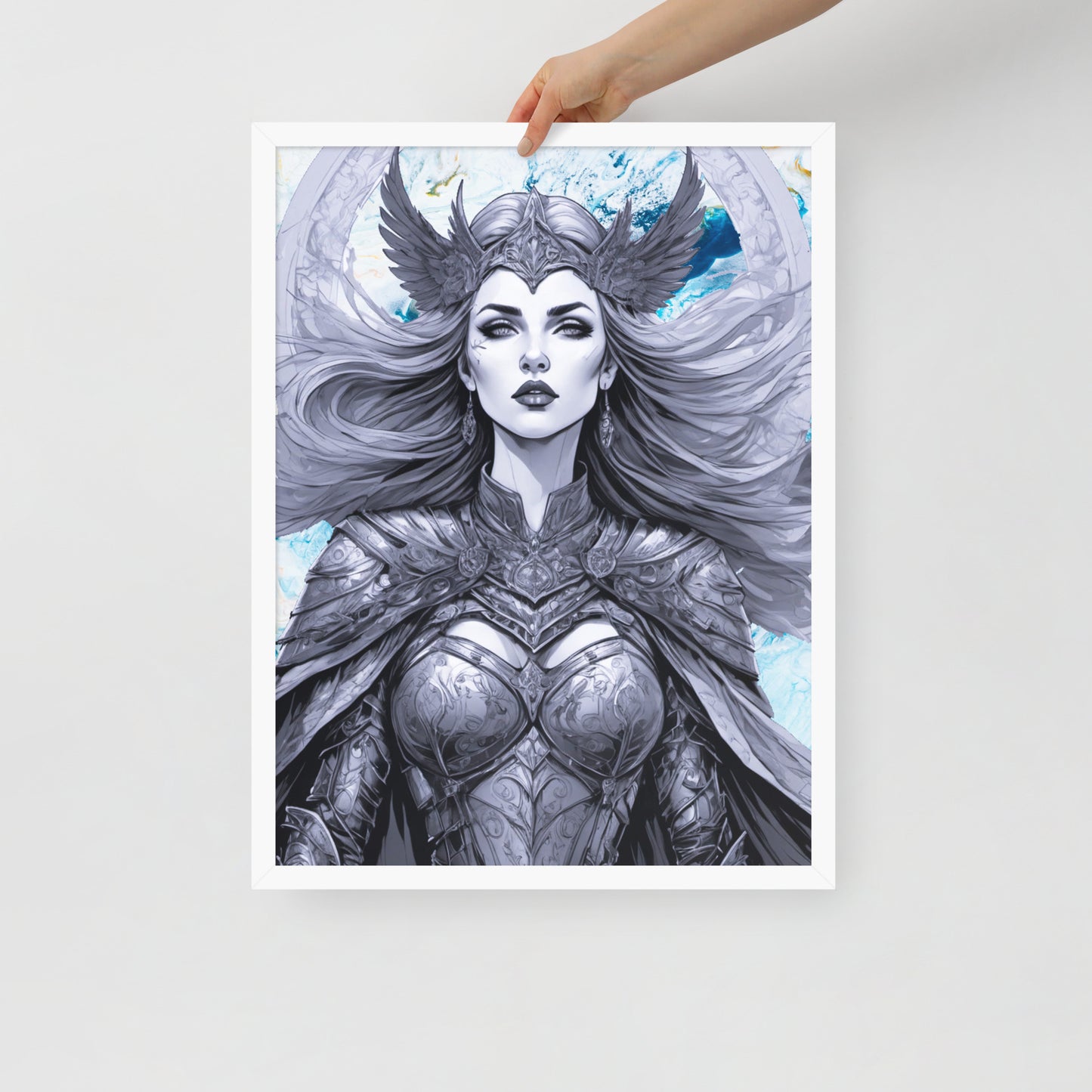 BW Marble V12 Framed Poster