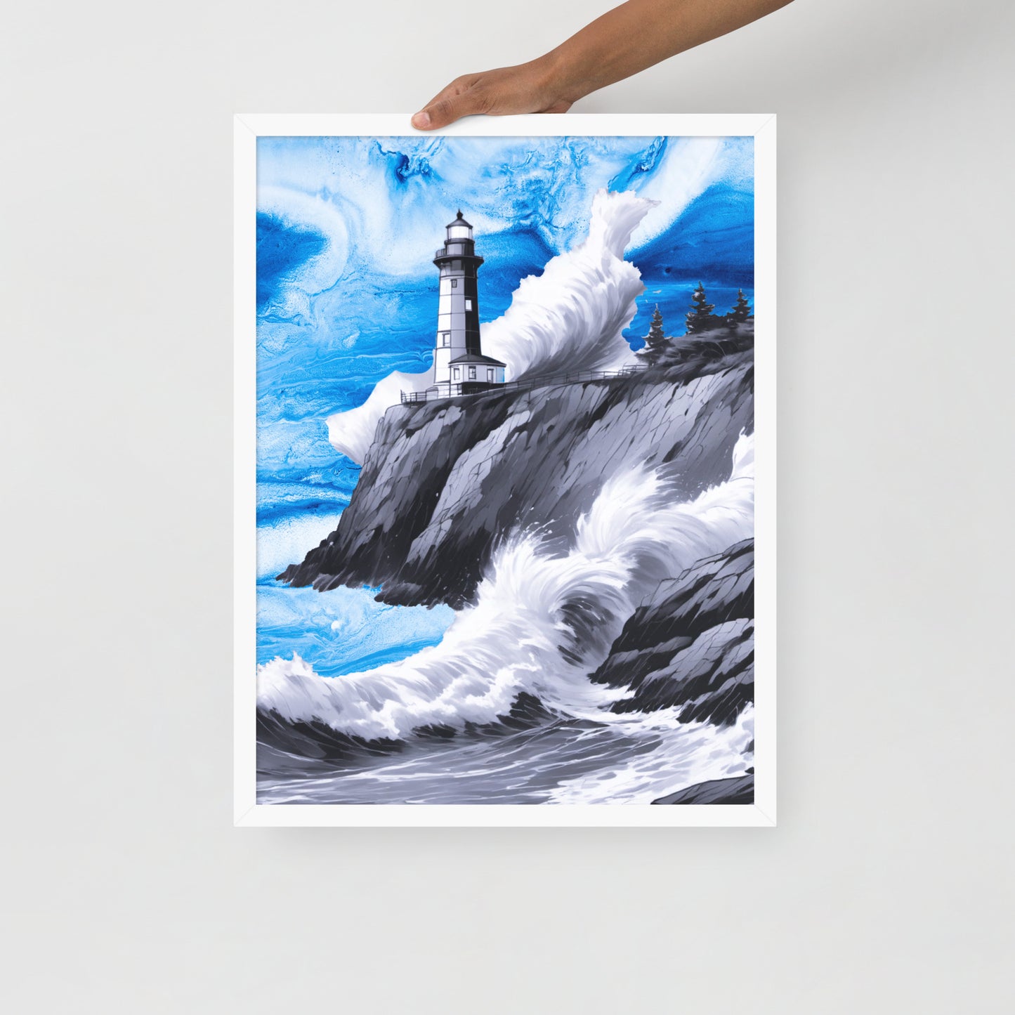 BW Marble V10 Framed Poster